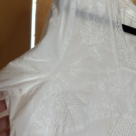 Victoria's Secret White Crochet Lace 3/4 Sleeve Airy 100% Cotton Tunic Size XL - Picture 3 of 8